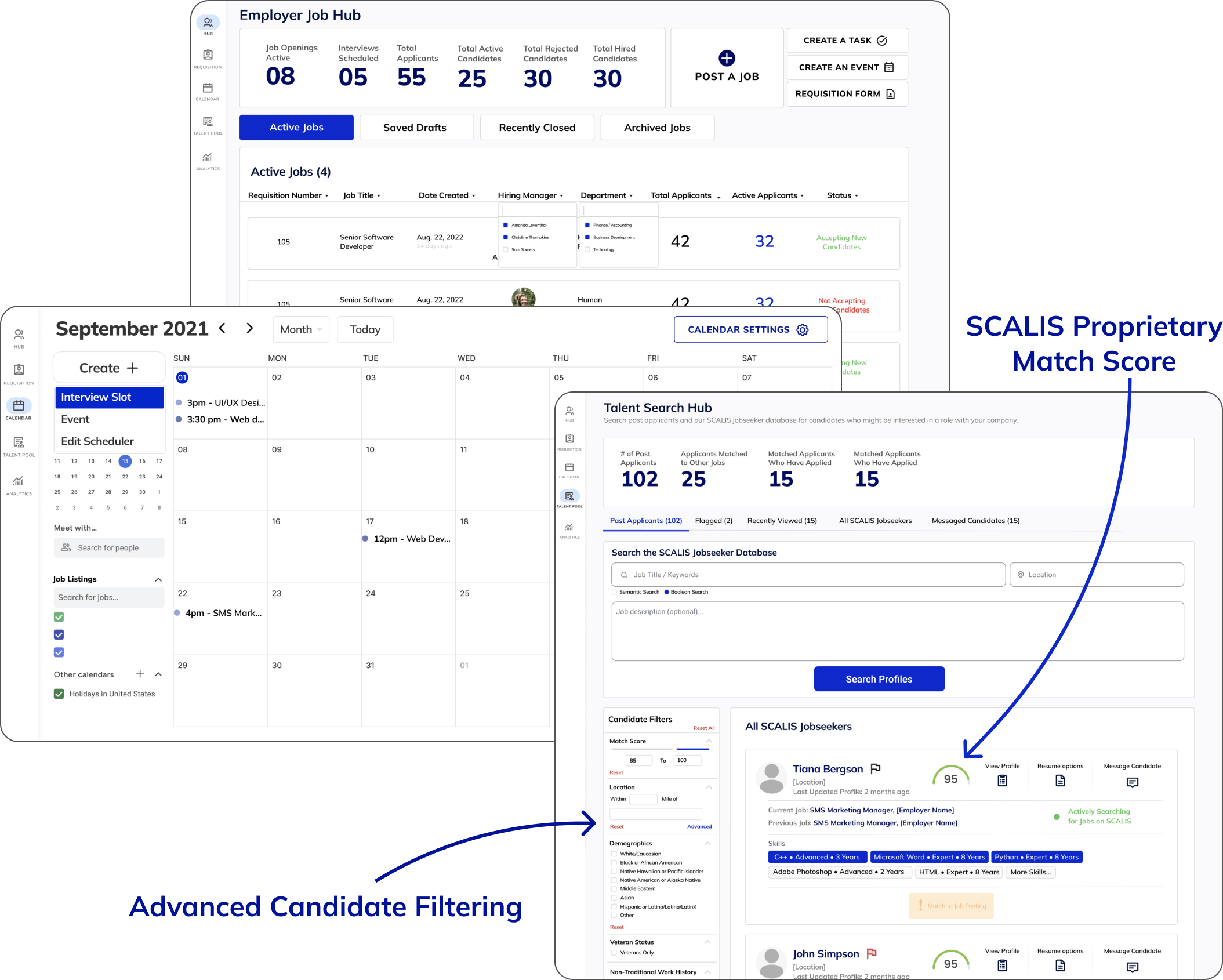 Scalis Dashboard with Calendar and Analytics
